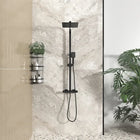 Square Shower Kit Exposed Valve, Rail, Head & Handset Black Twiss