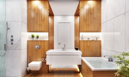 Natural Bathroom with Wood Accent