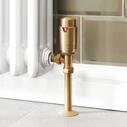 Lifestyle Close up Image of Brass Radiator Valve with Thermostat
