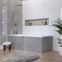 Grey Shower Bath with Shower Screen Room Set