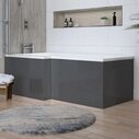 Grey Bath Panels and White Bath 