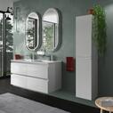 Large high gloss white double bathroom basin and vanity unit 