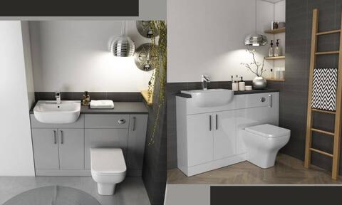 Stylish Fitted Bathroom Furniture in White And Grey