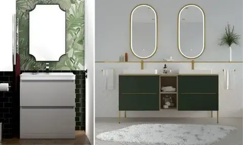 White Small Vanity Unit and Green Double Sink Vanity Unit