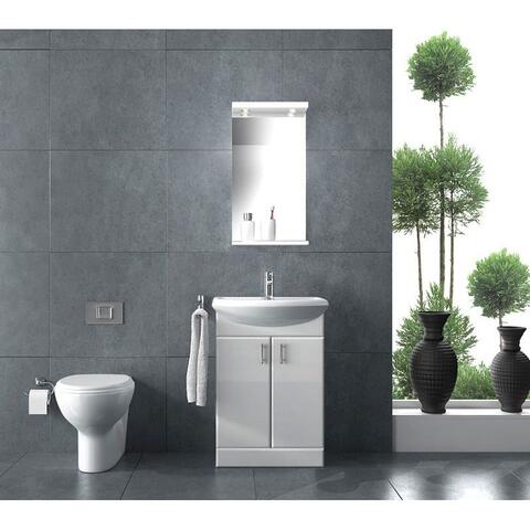 Sonark Compact Basin Cabinet Mirror and Toilet Cloakroom Suite