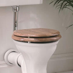 Drift Solid Wood Toilet Seat with Soft Close Hinge Chrome