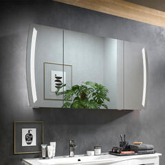 Contea Bathroom Mirror Cabinet 3 Doors with Integrated LED Lighting and Power Outlet