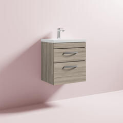 Atheana 500 Wall Hung 2-Draw Bathroom Vanity Unit With Basin (colour options)