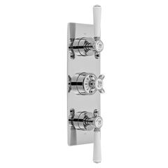 Axbridge Traditional Concealed Thermostatic Shower Valve 2 Outlet, 3 Handle, Chrome or Nickel Finish