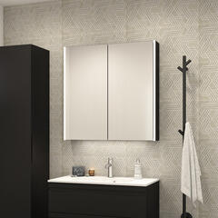 Dansani Luna Black 800mm Bathroom Cabinet with Mirror
