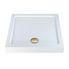 square 800 x 800 raised shower tray gold waste
