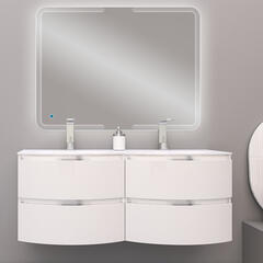 baden haus vague 1400 white gloss double vanity unit: 4 drawers, handleless