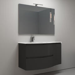 baden haus vague 1030 graphite vanity unit: left hand basin, 2 drawers, handleless
