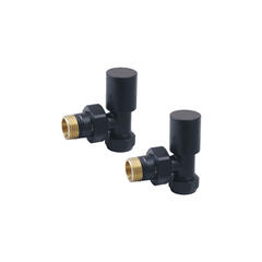 pattern radiator valve - angled - black
