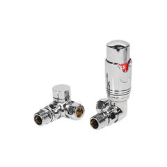 chrome corner thermostatic radiator valve pack (pairs)