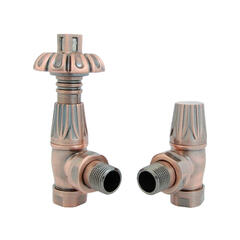 westminster thermostatic radiator valve, antique copper, angled