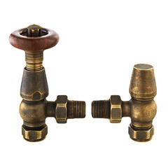 chelsea angled thermostatic radiator valve in ant brass