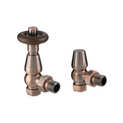 chelsea angled thermostatic radiator valve in antique copper