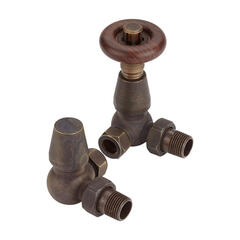 chelsea corner thermostatic radiator valve in ant brass