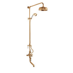 bayswater victrion copper shower bath riser with head, handset and bath spout