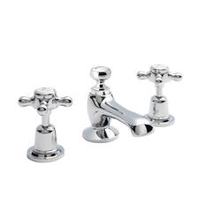 bayswater victrion chrome crosshead three hole basin mixer tap