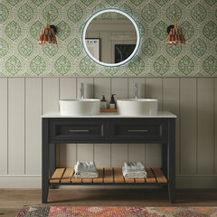 heritage broughton 1200mm graphite double washstand vanity unit with choice of white or black worktop