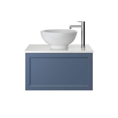 heritage caversham 700mm maritime blue one drawer vanity unit with bowl basin and choice of white, black or oak worktop