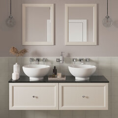 heritage caversham 1400mm chantilly two drawer vanity unit with bowl basin and choice of white, black or oak worktop