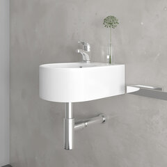 ellipse 300mm wall hung small d shape basin one taphole