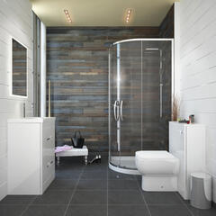Patello Gloss White 800mm Quadrant Corner Shower Suite - Fashionable Modern Bathroom