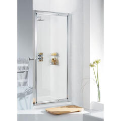 Lakes Pivot Framed White Shower Door Modern