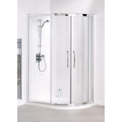 Lakes Reduced Height 1000x800x1750 Offset Quad Shower Enclosure Silver