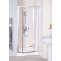 Quality Lakes Reduced Height 900x1750 Semi Framed Bi Fold  Shower Door Silver Designer