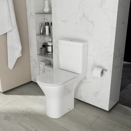 Patello Rimless Open Back Close Couple Toilet with Ultra Thin Soft Close Quick Release Seat