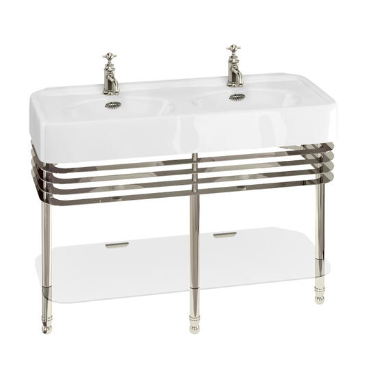 Main Product Image for Burlington Traditional Large Twin Sink with Metal Stand