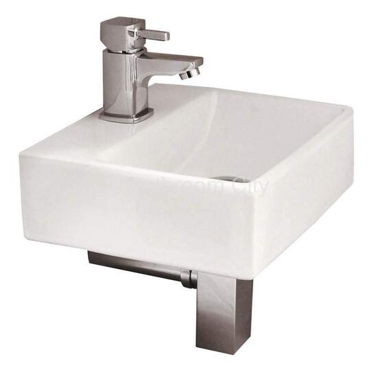 Trax Wall Hung Basin with Concept Mini Tap, Square Bottle Trap and Waste