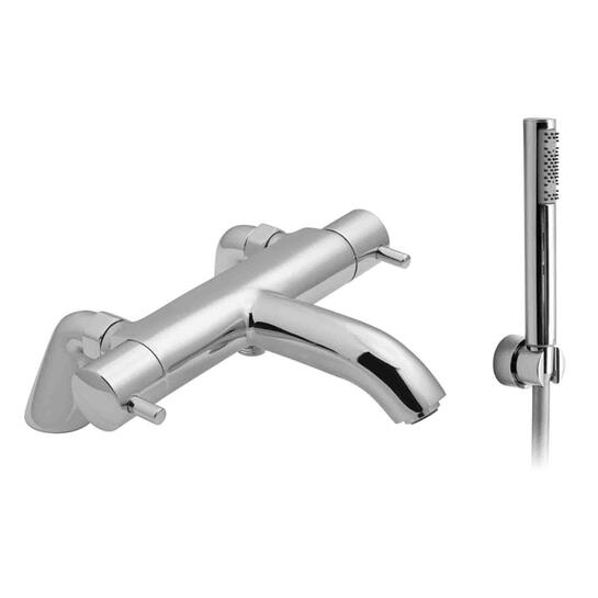 exposed thermostatic bath shower mixer pillar mounted with shower kit