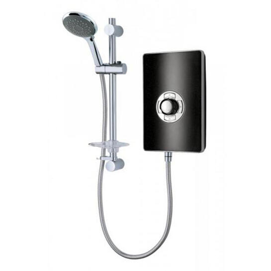 Elegance Electric Shower For Modern Bathroom 9.5Kw Black Speckled And Chrome