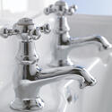 Traditional Edwardian CHROME standard Twin Basin Taps (Pairs of taps) With a cross head Handle