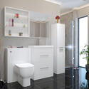 Extra Product Image For Patello White 2 Door Bathroom Cabinet with Mirror and Glass Shelves 4
