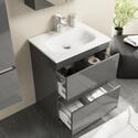 Extra Product Image For Pemberton 600Mm Modern Freestanding Grey Vanity Unit With Stone Basin - Handleless Design 1