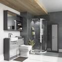 Grey Luxury Shower Suite with combination unit, mirror cabinet and tall boy unit. 