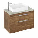 Britton Shoreditch Wall Hung Double Drawer 850mm Vanity Unit with Quad Countertop Basin Caramel