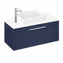 Britton Shoreditch Wall Hung Double Drawer 1000mm Vanity Unit with Quad Countertop Basin Blue
