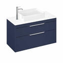 Blue - Britton Shoreditch Wall Hung Double Drawer 1000mm Vanity Unit with Quad Countertop Basin