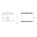 Line Drawing showing dimensions for Sycamore LED Bathroom Mirror with Bluetooth Speaker