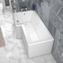 L Shaped Shower Bath with Light Grey Bath Panel 