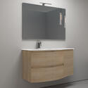 Product Image for Baden Haus Vague 1030 Tobacco Oak Vanity Unit with Left Hand Basin, 2 Drawers, Handleless