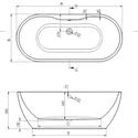 Technical Drawing for Alani Double-ended Freestanding Large Bath