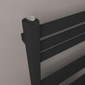 Angled Top View Close-up of Black Towel Radiator by Eastbrook